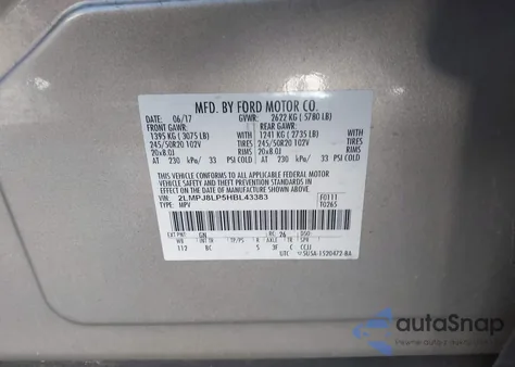 2017 Lincoln Mkx Reserve from USA, damaged, VIN 2LMPJ8LP5HBL43383